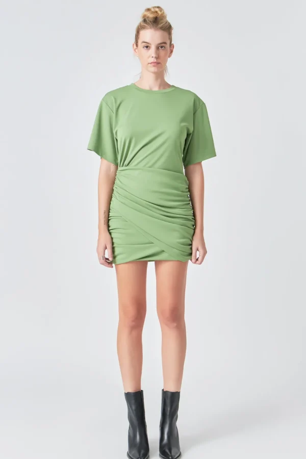 GREY LAB Tops*- Asymmetric Ruched Mini Dress