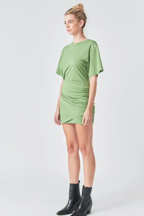 GREY LAB Tops*- Asymmetric Ruched Mini Dress