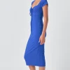 GREY LAB Tops*- Cap Sleeve Front Haltered Midi Dress BLUE