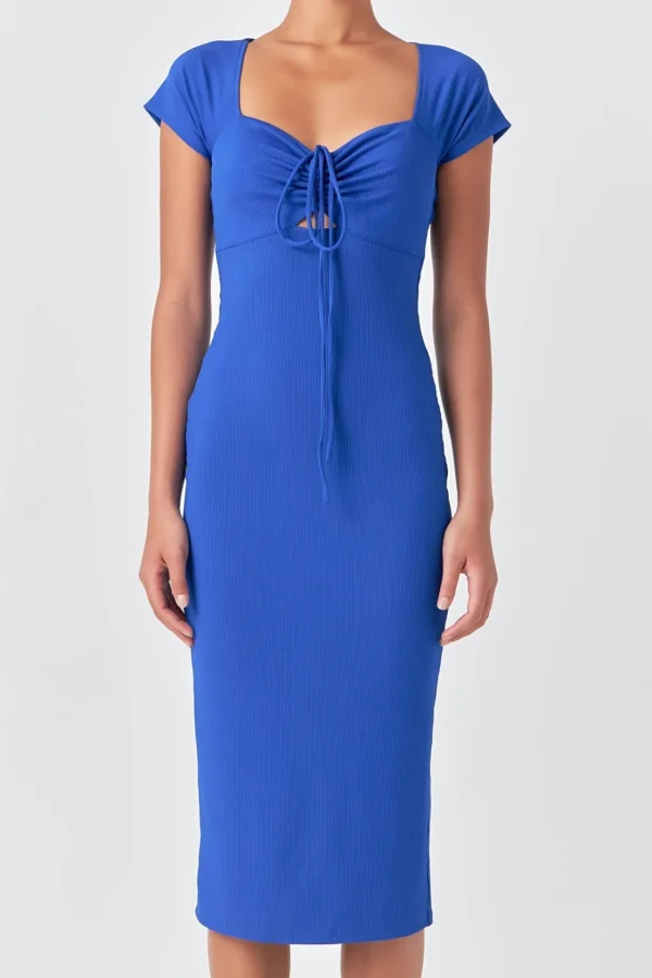 GREY LAB Tops*- Cap Sleeve Front Haltered Midi Dress BLUE