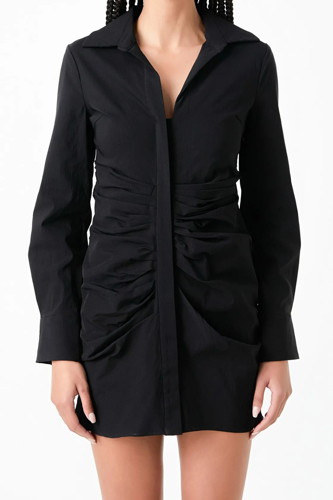 grey_lab__collared_front__3.webp GREY LAB Tops*- Collared Front Ruched Dress BLACK