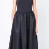 GREY LAB Tops*- Combination Soft Midi Dress BLACK