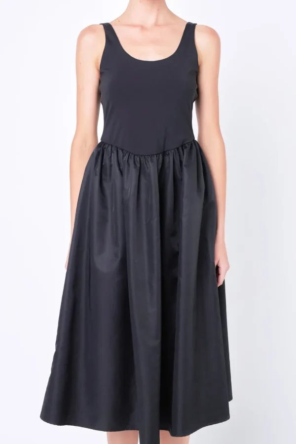 GREY LAB Tops*- Combination Soft Midi Dress BLACK