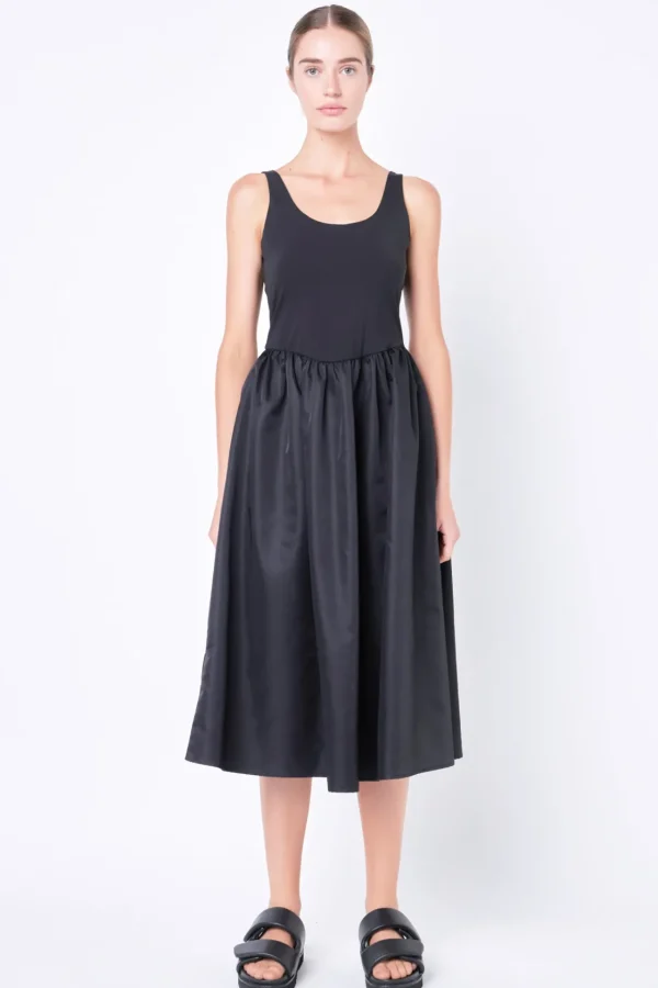 GREY LAB Tops*- Combination Soft Midi Dress BLACK