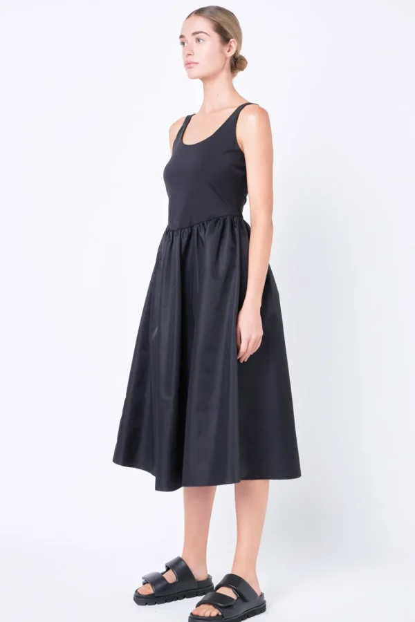 GREY LAB Tops*- Combination Soft Midi Dress BLACK