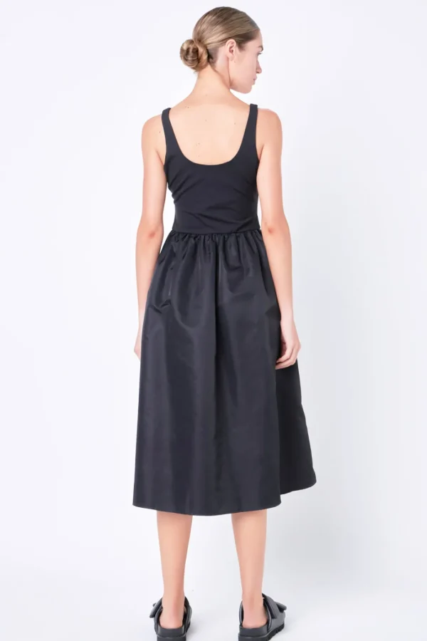 GREY LAB Tops*- Combination Soft Midi Dress BLACK