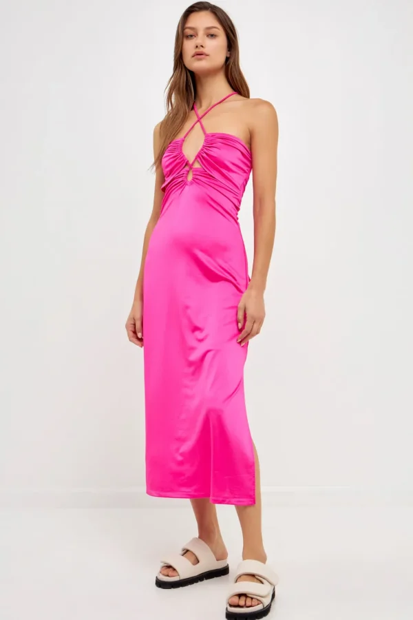 GREY LAB Tops*- Cut Out Slinky Maxi Dress FUCHSIA