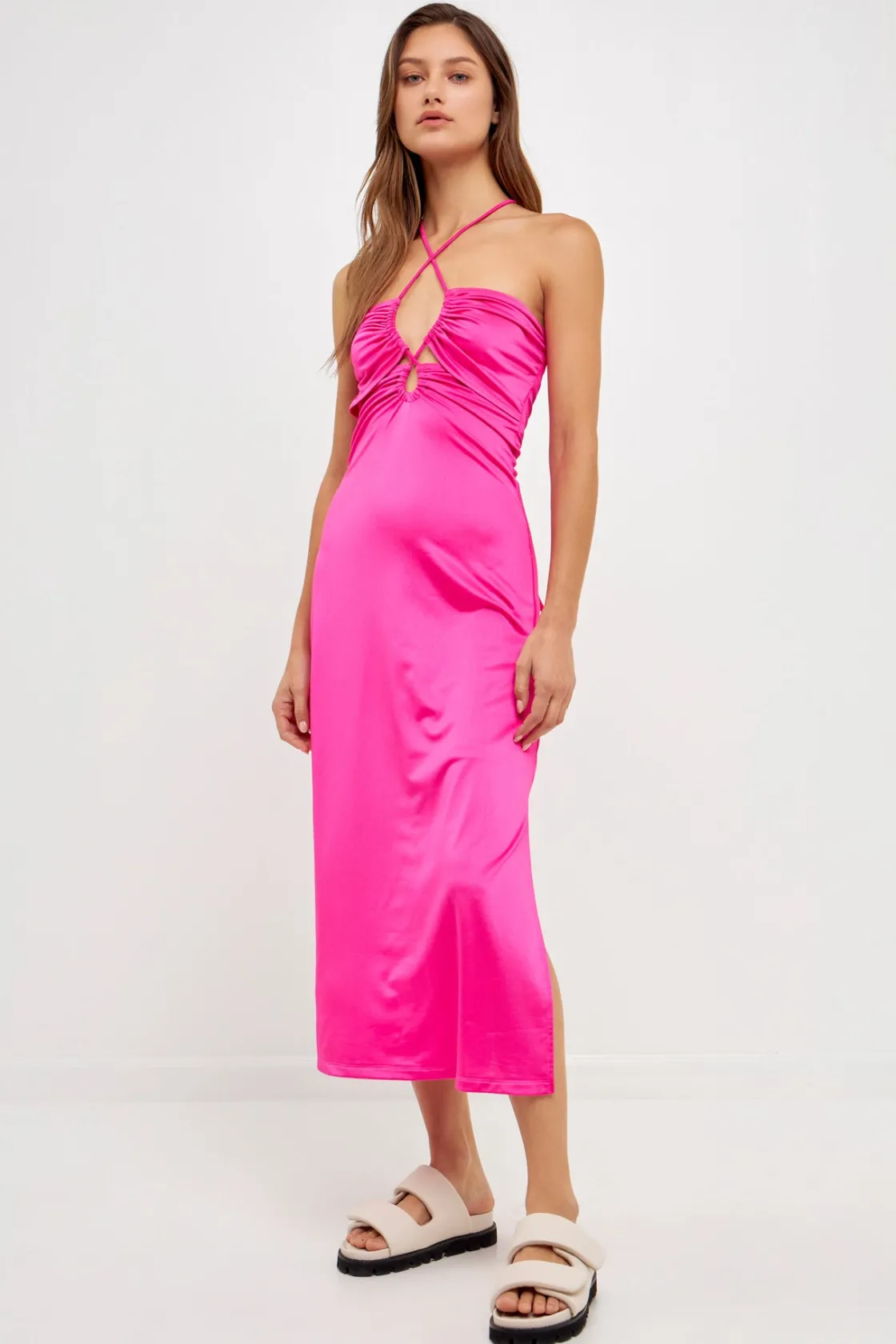 grey_lab__cut_out_slinky__1.webp GREY LAB Tops*- Cut Out Slinky Maxi Dress FUCHSIA