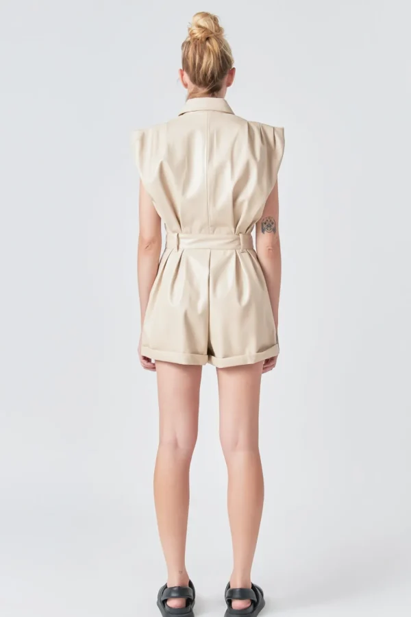 GREY LAB Tops*- Faux Leather Romper BEIGE