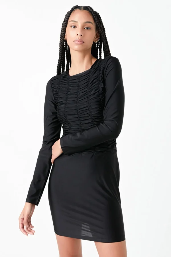 GREY LAB Tops*- Gathered Mini Dress BLACK