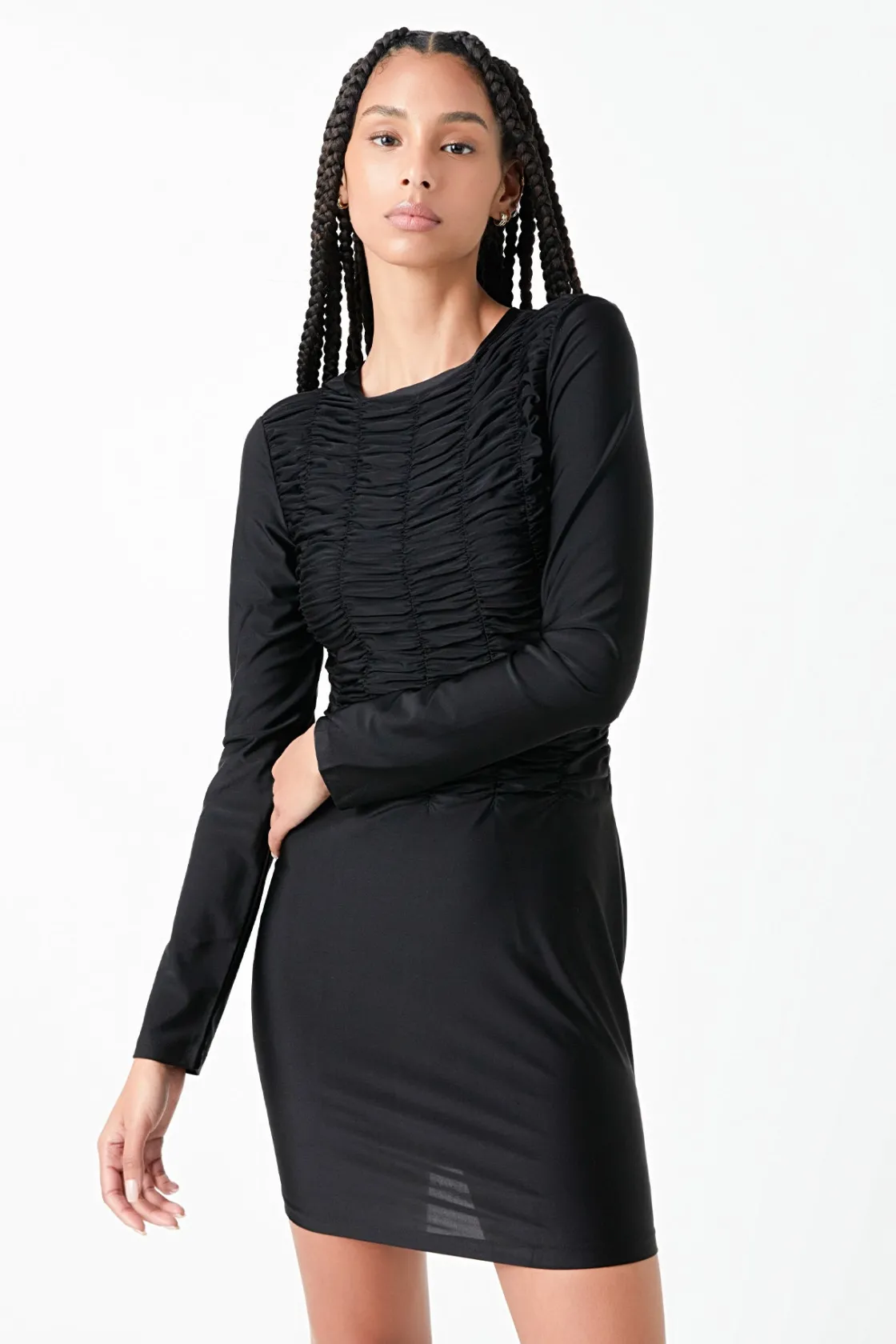 grey_lab__gathered_mini_d_3.webp GREY LAB Tops*- Gathered Mini Dress BLACK