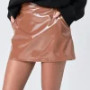 GREY LAB Tops*- Glossy Faux Leather Skort BROWN