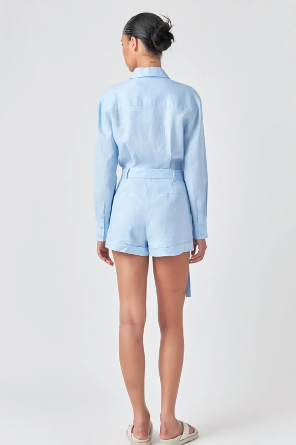 GREY LAB Tops*- Linen Romper BLUE