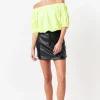 GREY LAB Tops*- Neon Color Elastic Detail Balloon Cropped Top YELLOW