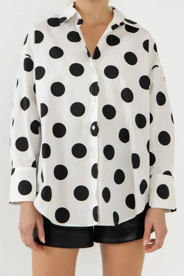 GREY LAB Tops*- Oversized Polka Dotted Shirt WHITE/BLACKDOT