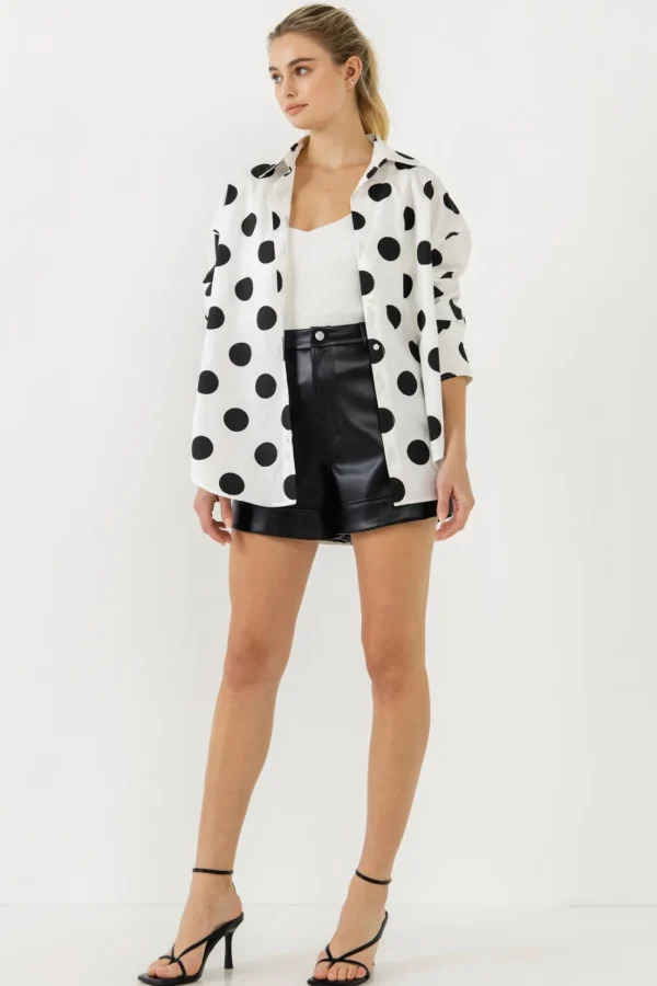GREY LAB Tops*- Oversized Polka Dotted Shirt WHITE/BLACKDOT