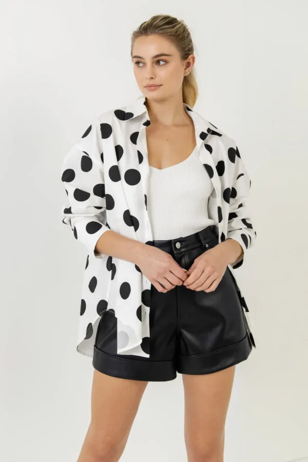 GREY LAB Tops*- Oversized Polka Dotted Shirt WHITE/BLACKDOT