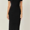 GREY LAB Tops*- Polo Collared Maxi Knit Dress BLACK