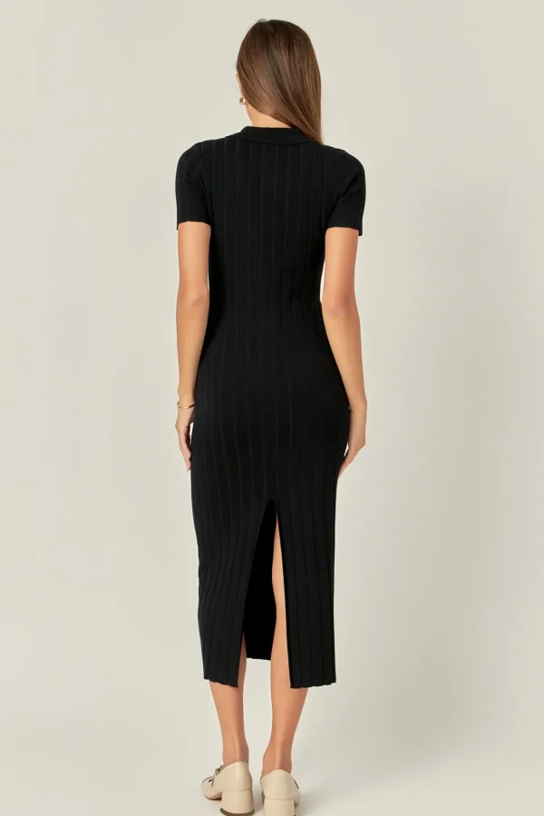 GREY LAB Tops*- Polo Collared Maxi Knit Dress BLACK