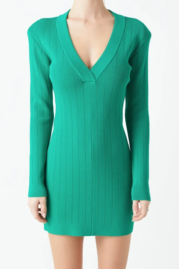 GREY LAB Tops*- Power Shoulder Mini Knit Dress