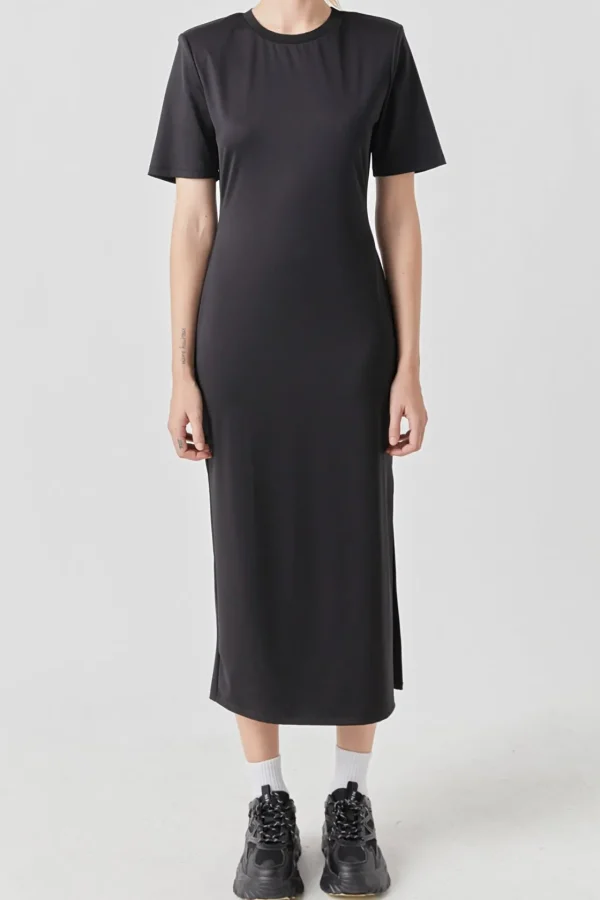 GREY LAB Tops*- Power Shoulder Maxi Dress BLACK