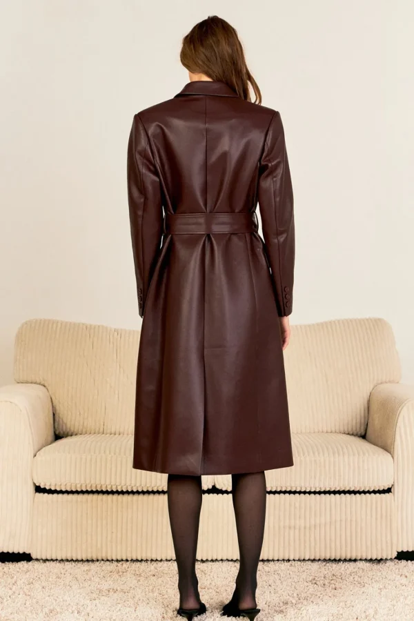 GREY LAB Tops*- Premium Faux Leather Trench Coat