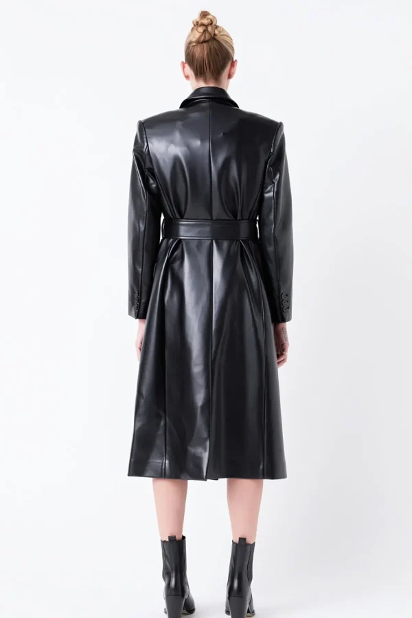GREY LAB Tops*- Premium Faux Leather Trench Coat