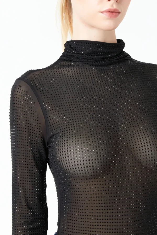 GREY LAB Tops*- Rhinestone Mesh Bodysuit