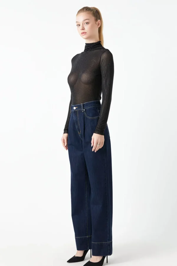 GREY LAB Tops*- Rhinestone Mesh Bodysuit