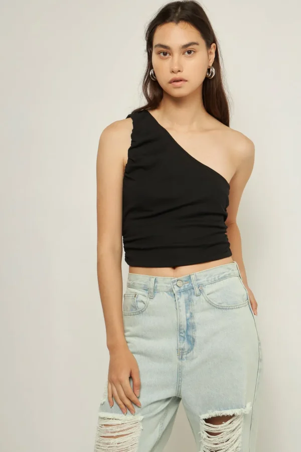 GREY LAB Tops*- Ruched One Shoulder Crop Top