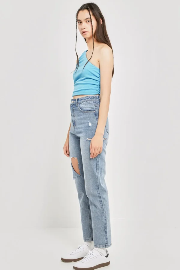 GREY LAB Tops*- Ruched One Shoulder Crop Top