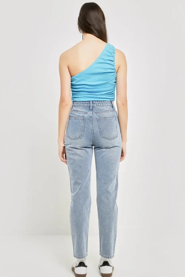 GREY LAB Tops*- Ruched One Shoulder Crop Top