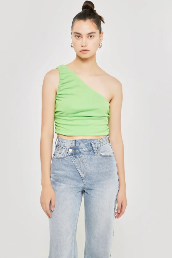 GREY LAB Tops*- Ruched One Shoulder Crop Top