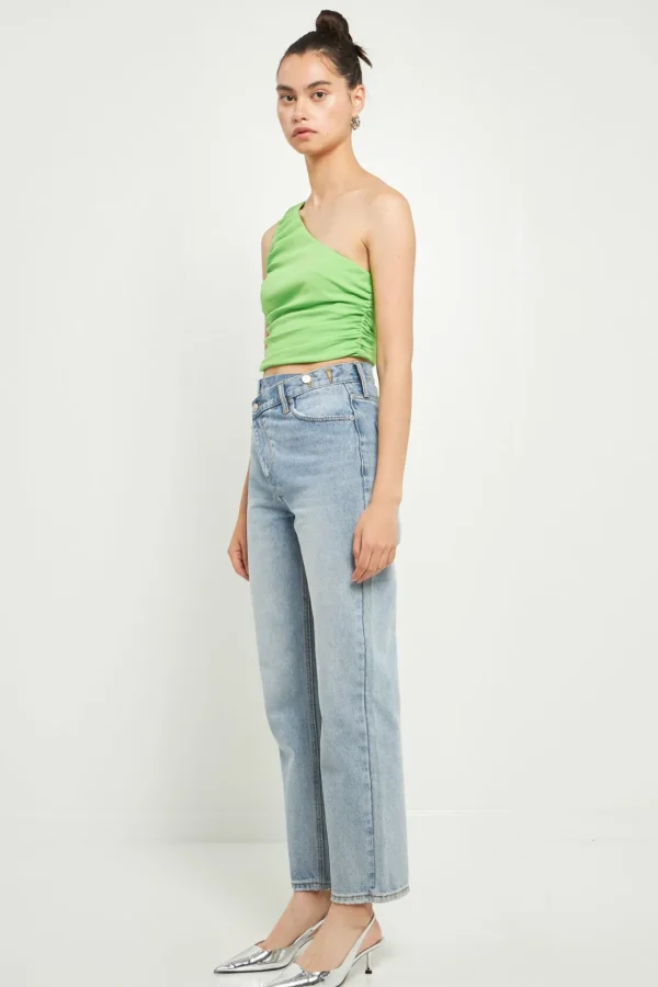 GREY LAB Tops*- Ruched One Shoulder Crop Top