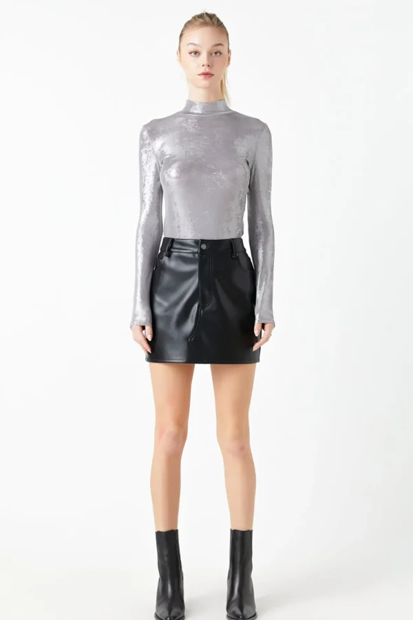 GREY LAB Tops*- Shiny Turtle Neck Top