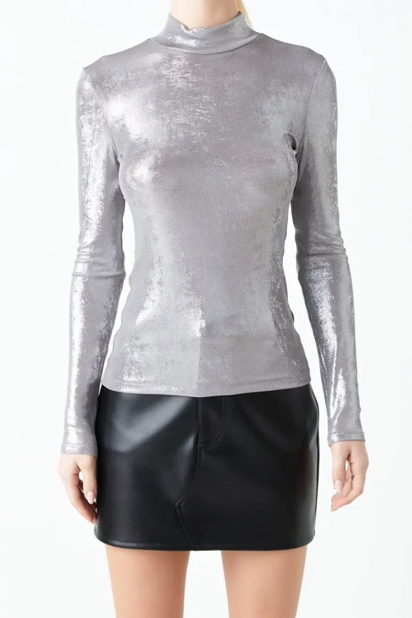 GREY LAB Tops*- Shiny Turtle Neck Top