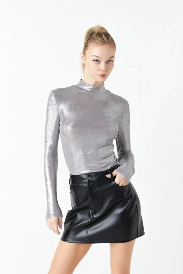 GREY LAB Tops*- Shiny Turtle Neck Top