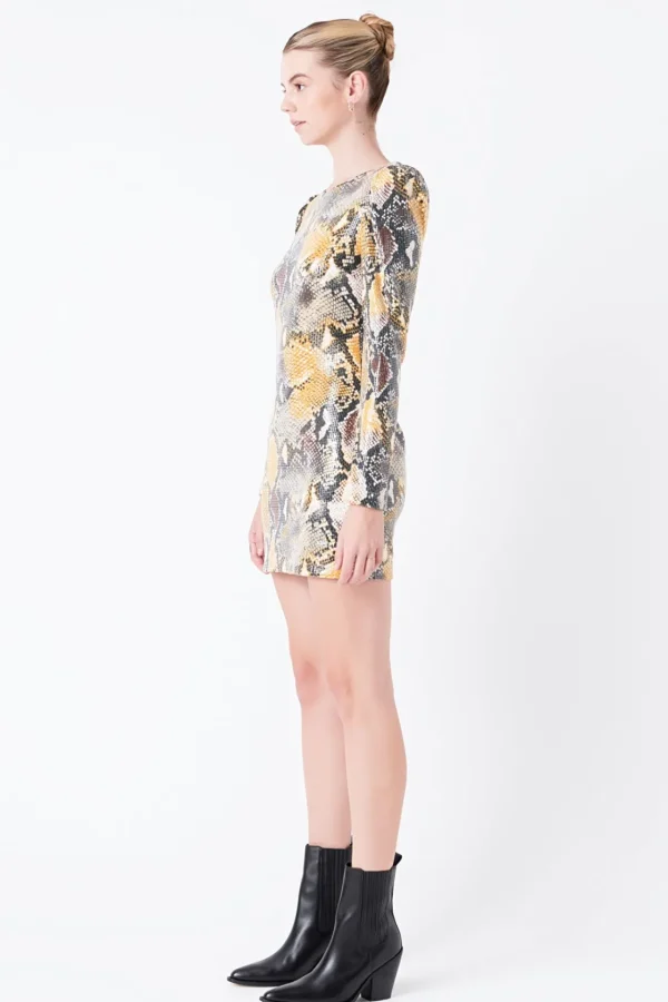 GREY LAB Tops*- Snakeskin Sequin Mini Dress MULTI