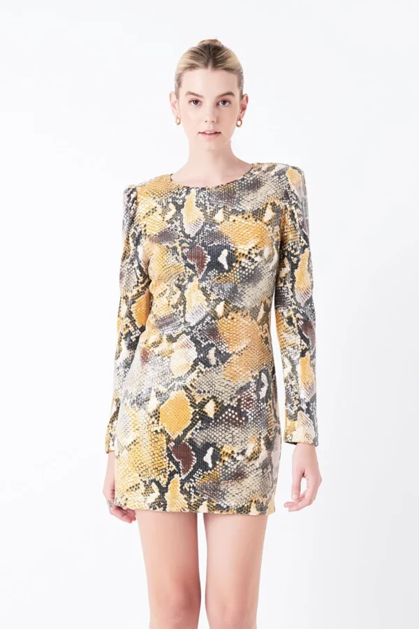 GREY LAB Tops*- Snakeskin Sequin Mini Dress MULTI