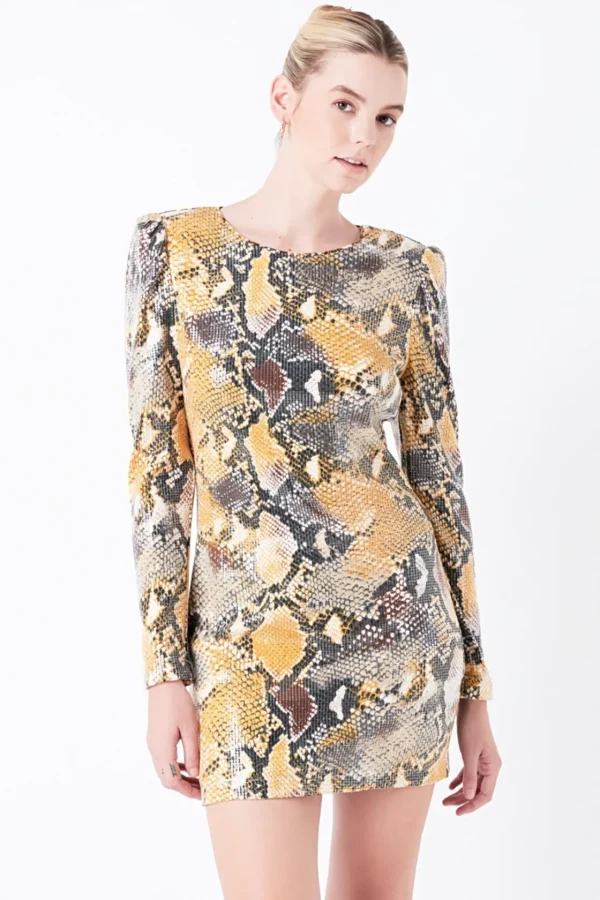 GREY LAB Tops*- Snakeskin Sequin Mini Dress MULTI