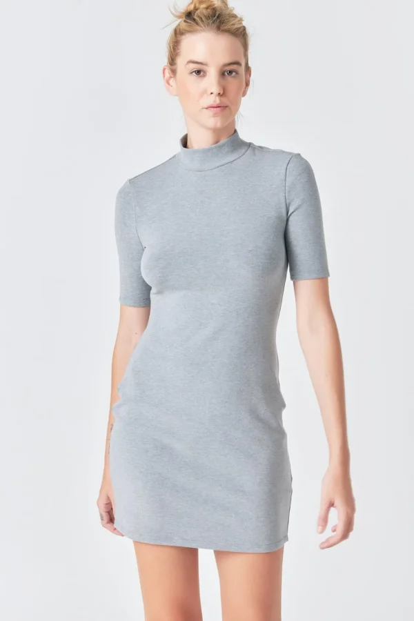 GREY LAB Tops*- Soft Mock Neck Mini Dress HEATHERGREY