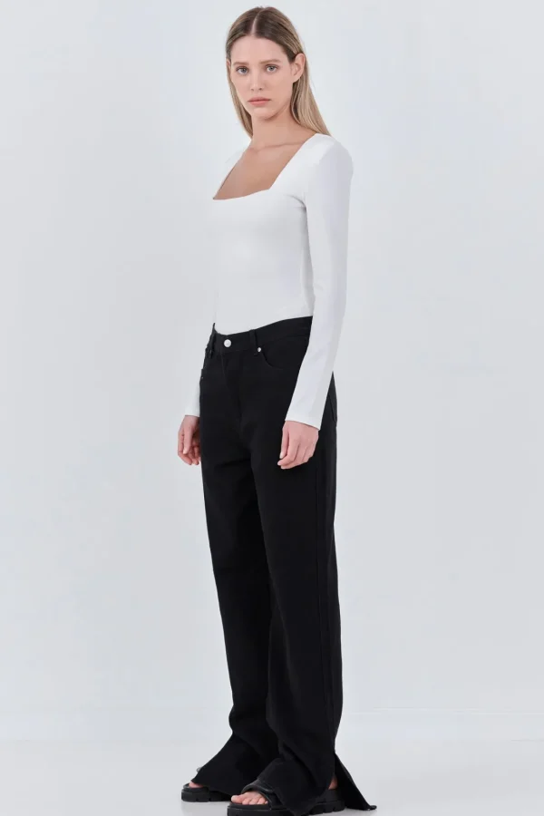 GREY LAB Tops*- Square Neck Shoulder Pad Bodysuit