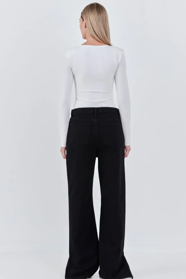GREY LAB Tops*- Square Neck Shoulder Pad Bodysuit