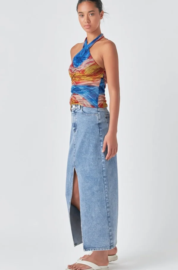 GREY LAB Tops*- Striped Mesh Halter Top MULTI