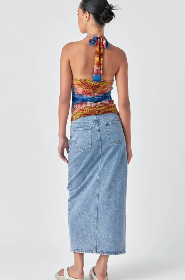 GREY LAB Tops*- Striped Mesh Halter Top MULTI