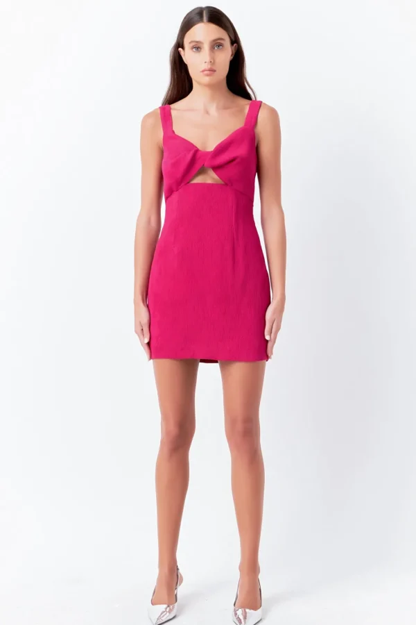 ENDLESS ROSE Tops*Soft Touch Plisse Twist Mini Dress