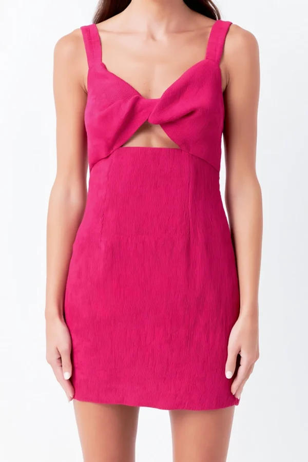 ENDLESS ROSE Tops*Soft Touch Plisse Twist Mini Dress