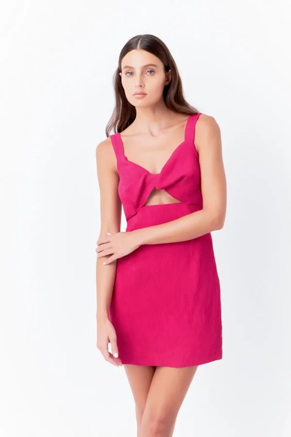 ENDLESS ROSE Tops*Soft Touch Plisse Twist Mini Dress