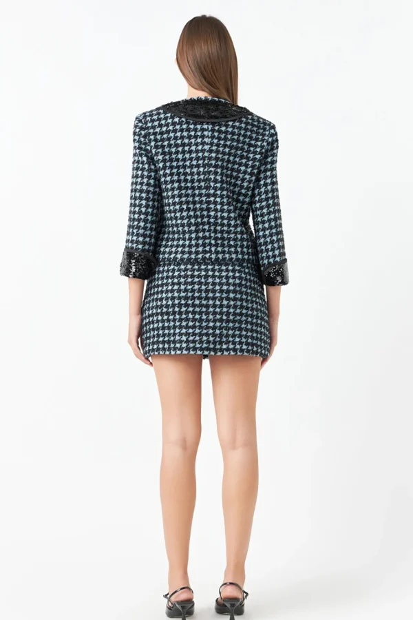 ENDLESS ROSE Skirts | Tops*- Premium Houndstooth Mini Skirt AQUA/BLACK