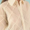 ENDLESS ROSE Shirts & Blouses | Tops*- Alix Check Textured Organza Shirt CREAM